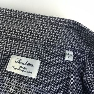 Stenstroms slimline black& grey  textured 2 fold cotton dress shirt Sz 16.5/42